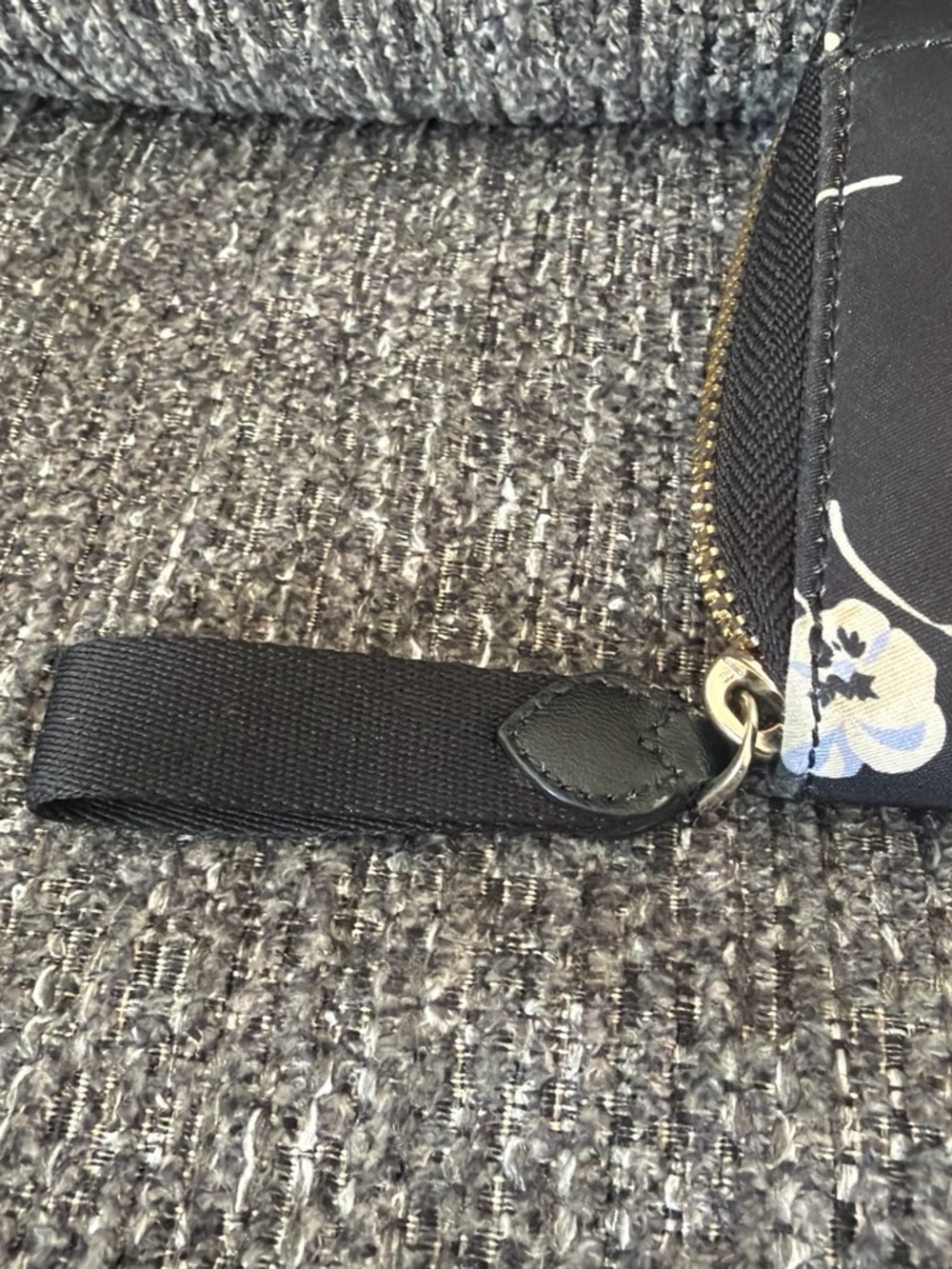 kate spade Black Floral Wristlet Pouch with Blue Accent